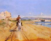让 路易 欧内斯特 梅索尼尔 : Self-Portrait Along The Route De La Salice, Antibes